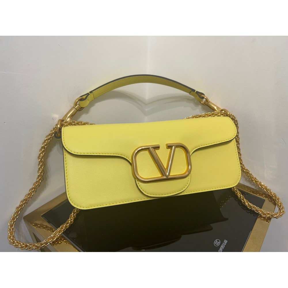 Valentino Loco Large Shoulder Bag In Yellow Calfskin LDBS245548