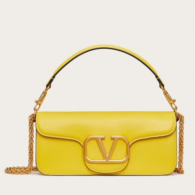 Valentino Loco Large Shoulder Bag In Yellow Calfskin LDBS245548