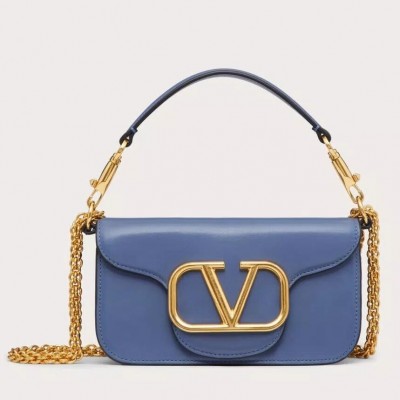 Valentino Loco Small Shoulder Bag In Blue Calfskin LDBS245554