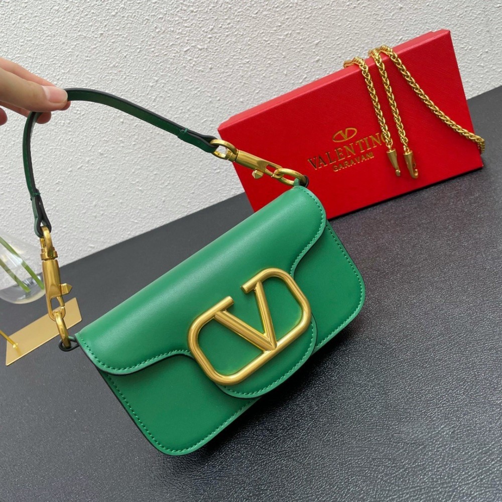 Valentino Loco Small Shoulder Bag In Green Calfskin LDBS245555