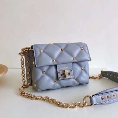 Valentino Mini Candystud Crossbody Bag In Pale Blue Lambskin LDBS245579