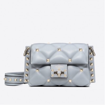 Valentino Mini Candystud Crossbody Bag In Pale Blue Lambskin LDBS245579