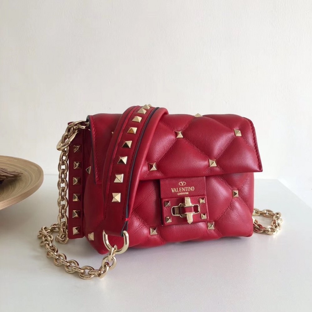 Valentino Mini Candystud Crossbody Bag In Red Lambskin LDBS245581