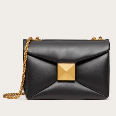 Valentino One Stud Chain Bag In Black Nappa Leather LDBS245589