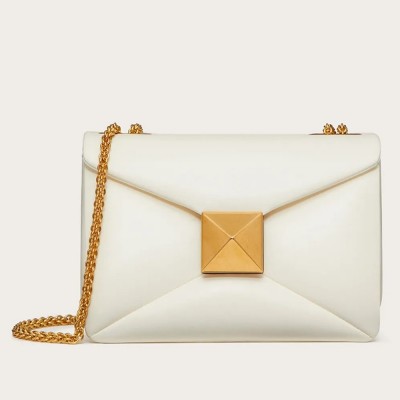 Valentino One Stud Chain Bag In White Nappa Leather LDBS245592