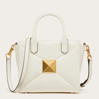 Valentino One Stud Top Handle Bag In White Nappa Leather LDBS245595