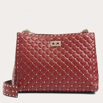 Valentino Red Rockstud Spike Tote Bag LDBS245596