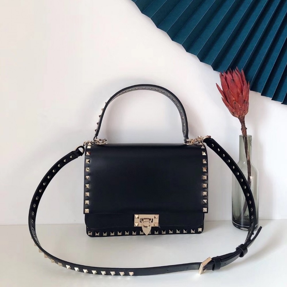 Valentino Rockstud Crossbody Bag In Black Calfskin LDBS245606