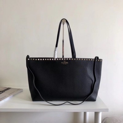 Valentino Rockstud Large Shopping Bag In Black Leather LDBS245611