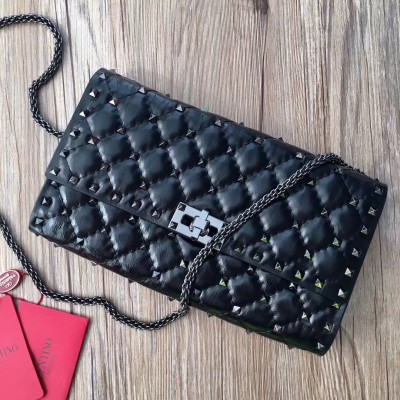 Valentino Rockstud Spike Crossbody Clutch In Crinkled Lambskin LDBS245624