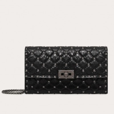 Valentino Rockstud Spike Crossbody Clutch In Crinkled Lambskin LDBS245624