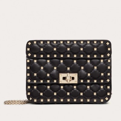 Valentino Rockstud Spike Small Bag In Black Lambskin LDBS245634