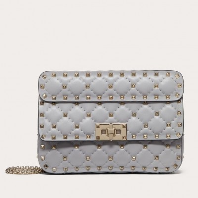 Valentino Rockstud Spike Small Bag In Pale Blue Lambskin LDBS245636