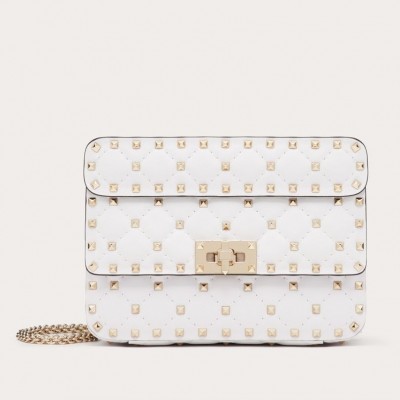 Valentino Rockstud Spike Small Bag In White Lambskin LDBS245640