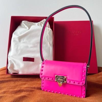 Valentino Rockstud23 Small Shoulder Bag in Pink Calfskin LDBS245601