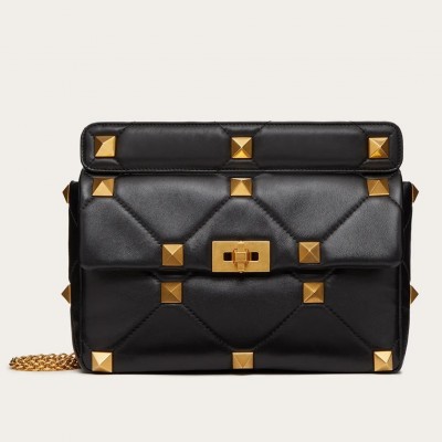 Valentino Roman Stud Chain Bag In Black Lambskin LDBS245651