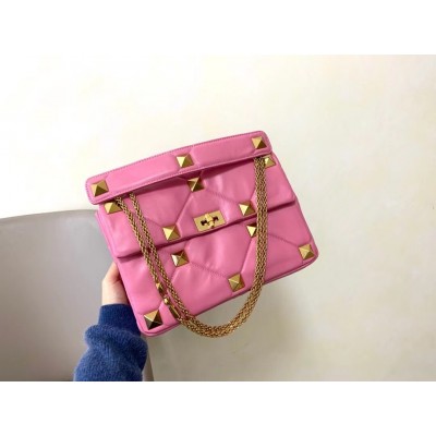 Valentino Roman Stud Chain Bag In Pink Lambskin LDBS245654