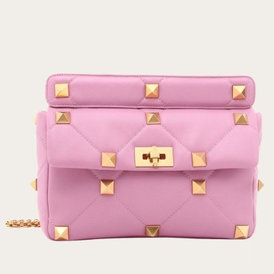 Valentino Roman Stud Chain Bag In Pink Lambskin LDBS245654