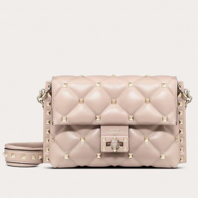 Valentino Small Candystud Crossbody Bag In Poudre Lambskin LDBS245662