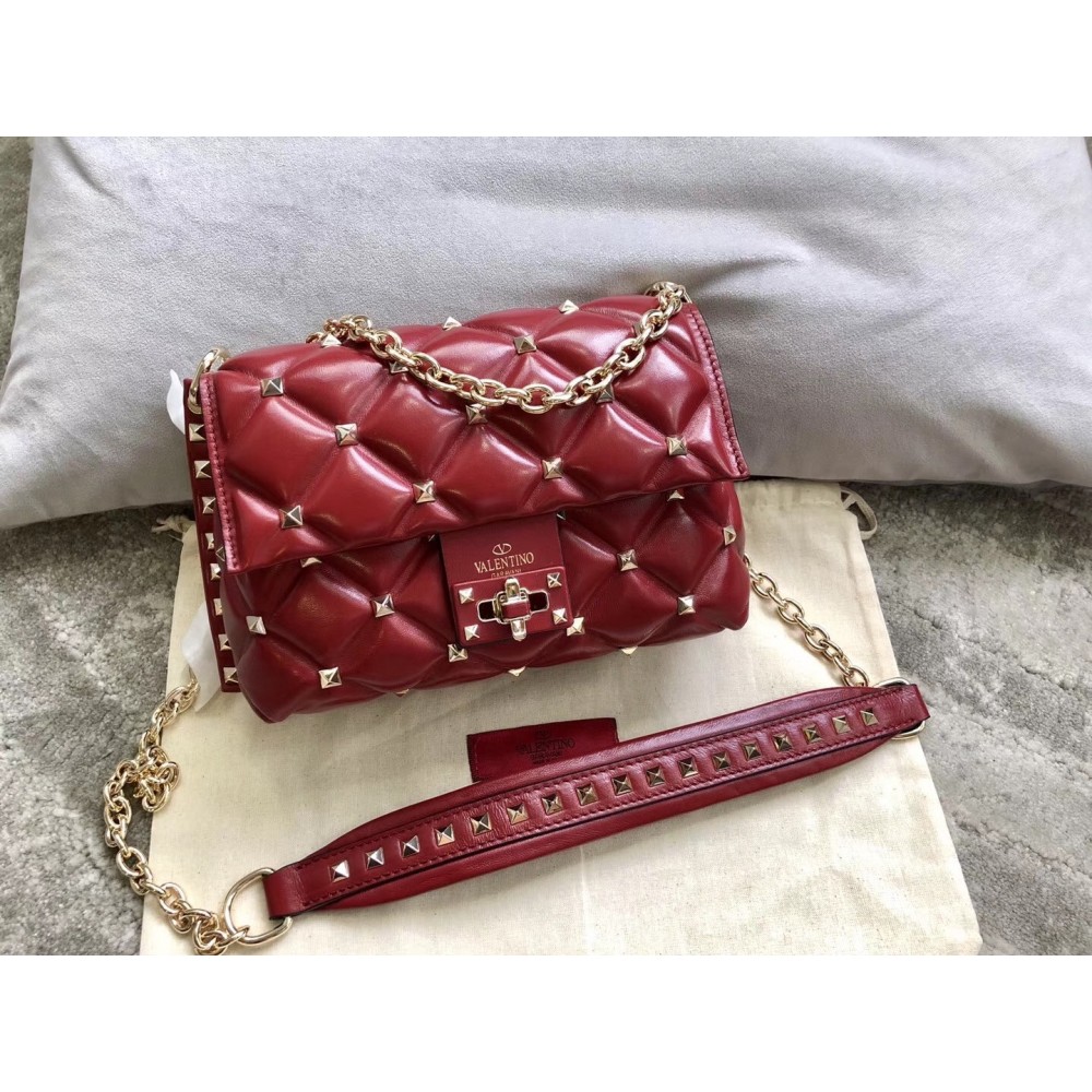 Valentino Small Candystud Crossbody Bag In Red Lambskin LDBS245663