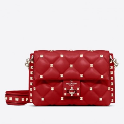 Valentino Small Candystud Crossbody Bag In Red Lambskin LDBS245663