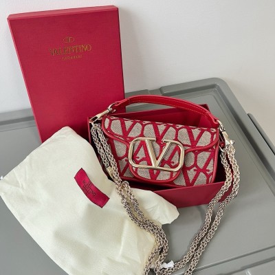 Valentino Small Loco Shoulder Bag in Red Toile Iconographe LDBS245666