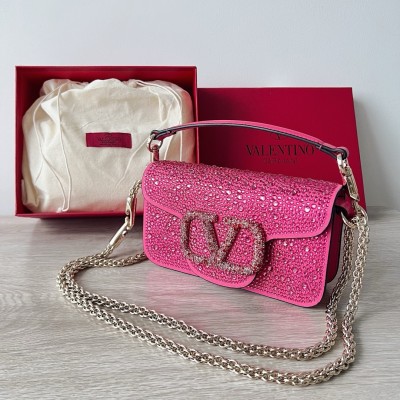 Valentino Small Loco Shoulder Bag with Rhinestone Applique LDBS245671