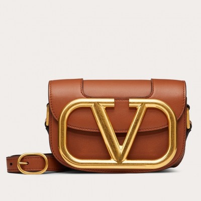 Valentino Small Supervee Crossbody Bag In Brown Leather LDBS245694