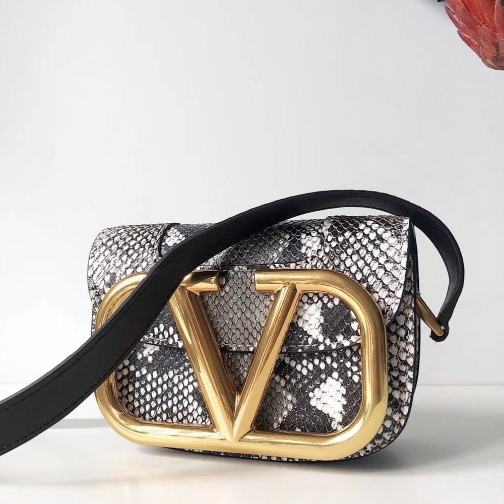 Valentino Small Supervee Crossbody Bag In Embossed Python Leather LDBS245695