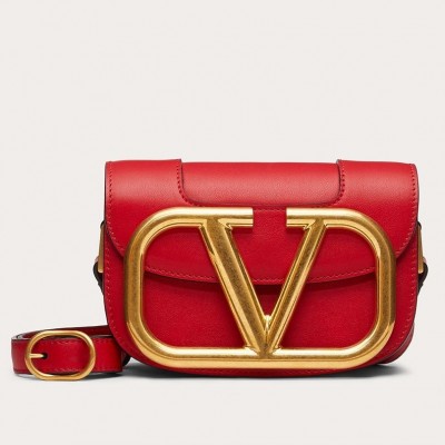 Valentino Small Supervee Crossbody Bag In Red Leather LDBS245698