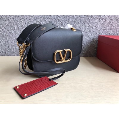 Valentino Small Vlock Shoulder Bag In Black Calfskin LDBS245700