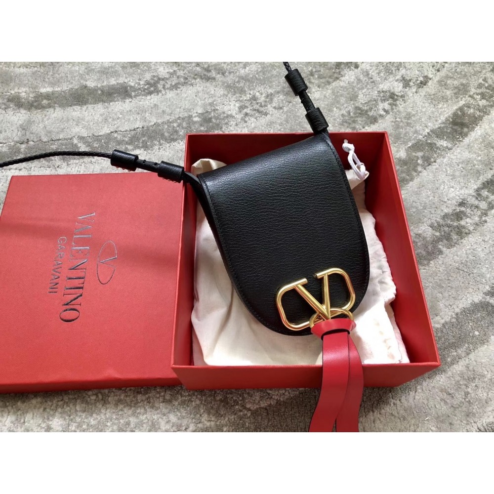 Valentino Small Vring Crossbody Bag In Black Goatskin LDBS245702