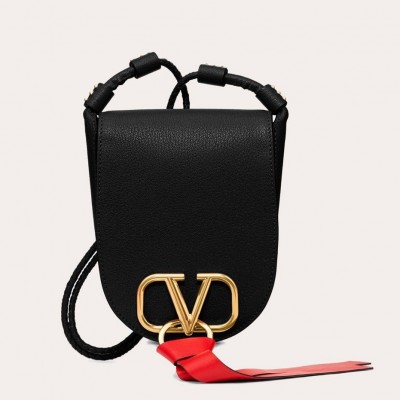 Valentino Small Vring Crossbody Bag In Black Goatskin LDBS245702