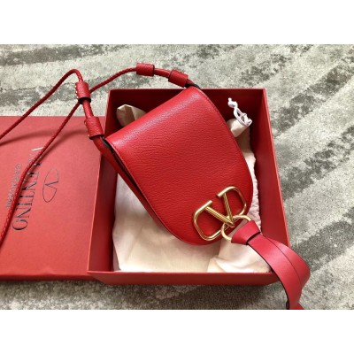 Valentino Small Vring Crossbody Bag In Red Goatskin LDBS245703