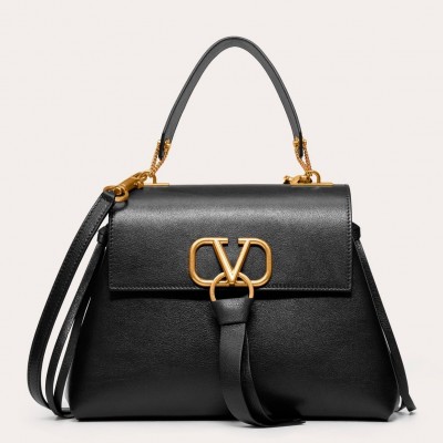 Valentino Small Vring Handbag In Black Buffalo Leather LDBS245704