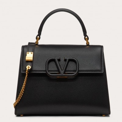 Valentino Small Vsling Handbag In Black Grainy Calfskin LDBS245707