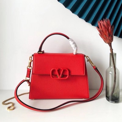 Valentino Small Vsling Handbag In Red Grainy Calfskin LDBS245709