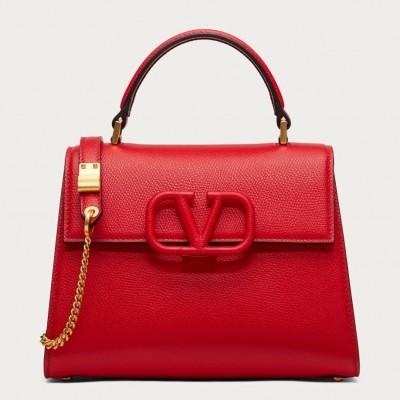 Valentino Small Vsling Handbag In Red Grainy Calfskin LDBS245709