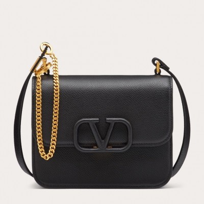 Valentino Small Vsling Shoulder Bag In Black Grainy Leather LDBS245710