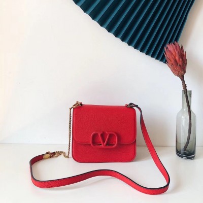 Valentino Small Vsling Shoulder Bag In Red Grainy Leather LDBS245714