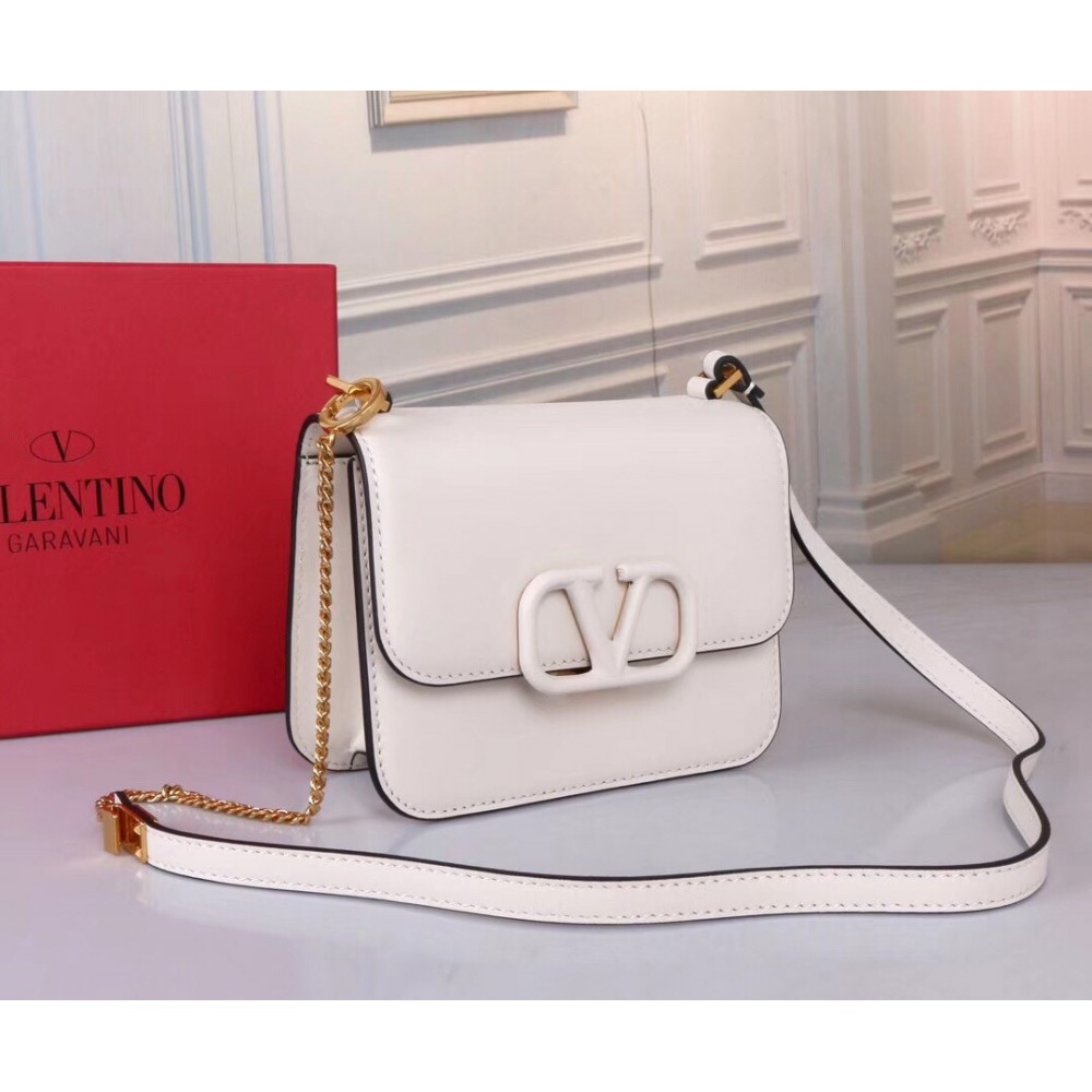 Valentino Small Vsling Shoulder Bag In White Calfskin LDBS245715