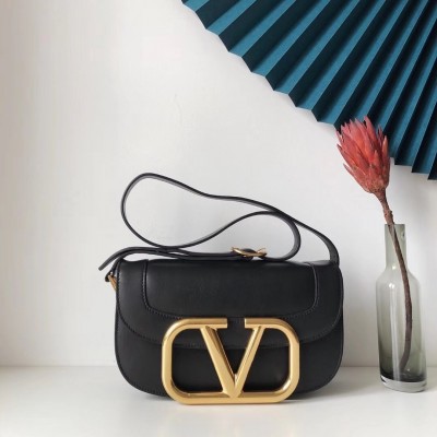 Valentino Supervee Crossbody Bag In Black Leather LDBS245727