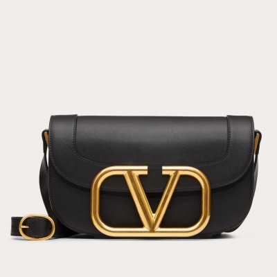 Valentino Supervee Crossbody Bag In Black Leather LDBS245727