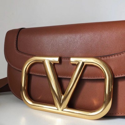 Valentino Supervee Crossbody Bag In Brown Leather LDBS245728