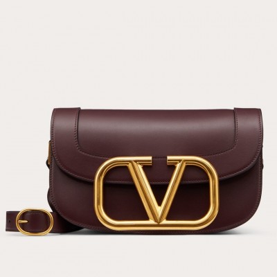 Valentino Supervee Crossbody Bag In Burgundy Leather LDBS245729