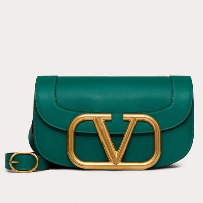 Valentino Supervee Crossbody Bag In Green Leather LDBS245730