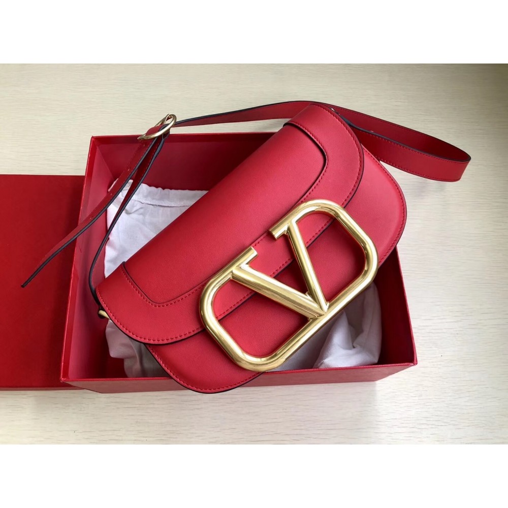 Valentino Supervee Crossbody Bag In Red Leather LDBS245731