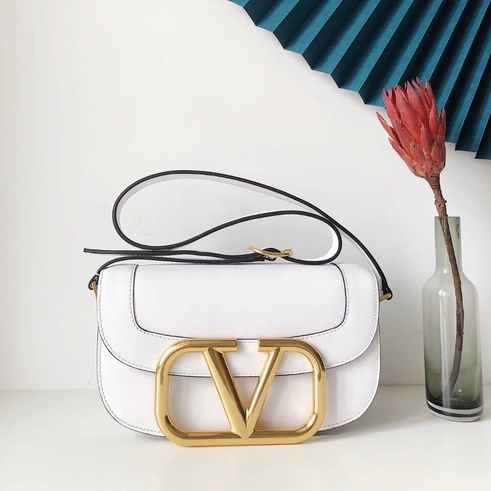 Valentino Supervee Crossbody Bag In White Leather LDBS245732