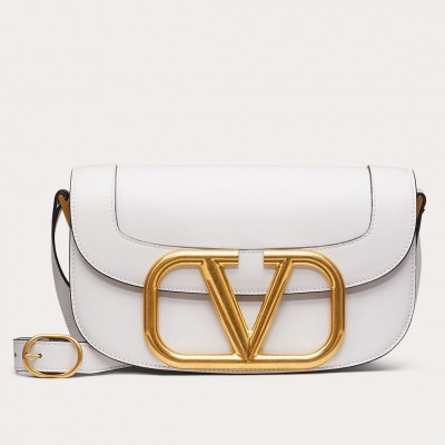 Valentino Supervee Crossbody Bag In White Leather LDBS245732