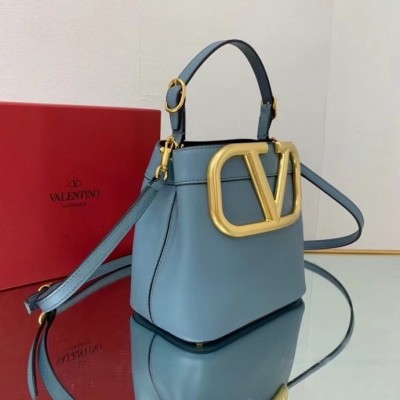 Valentino Supervee Top Handle Bag In Blue Calfskin LDBS245734